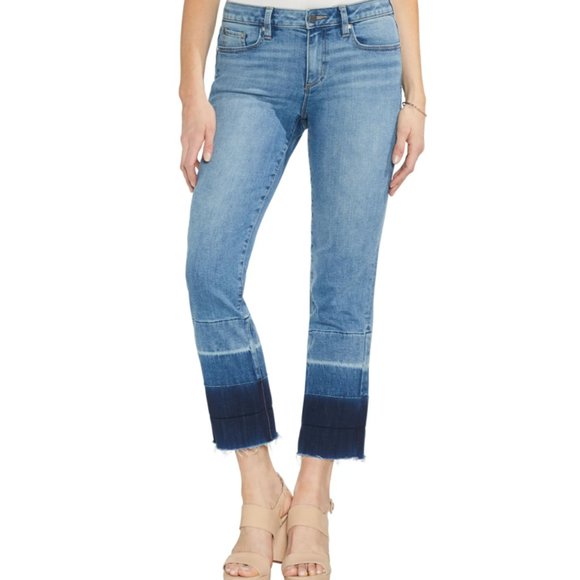 Vince Camuto Denim - Vince Camuto  Colourblock Release Hem Crop Jeans